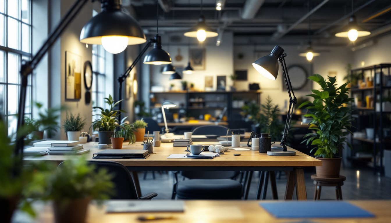 A photograph of a well-lit workspace showcasing t12 led bulbs in use