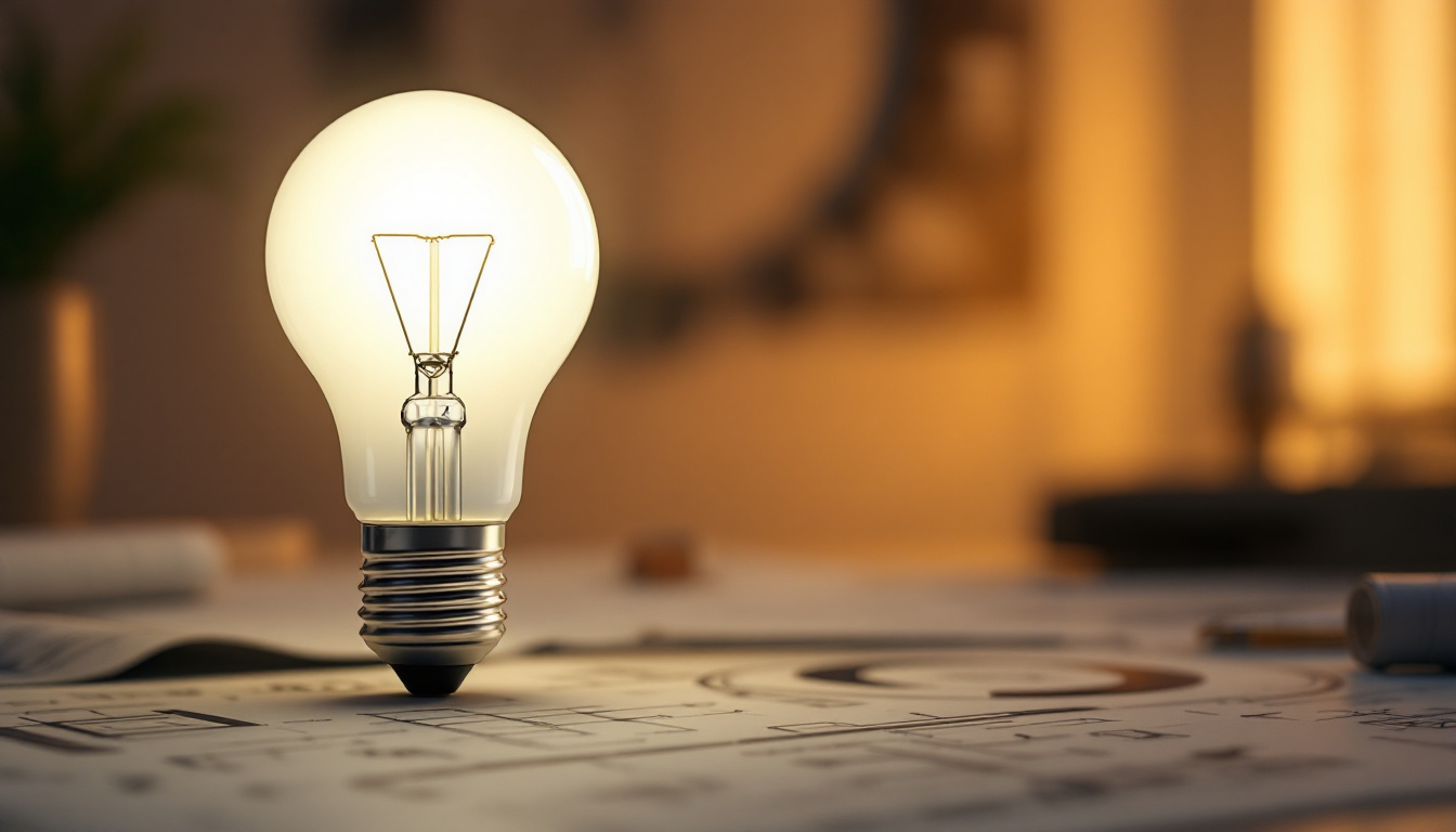 A photograph of a u-shaped light bulb prominently displayed in a well-lit environment