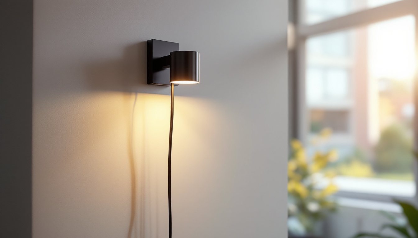 A photograph of a well-lit indoor space featuring a stylish wall-mounted led light fixture