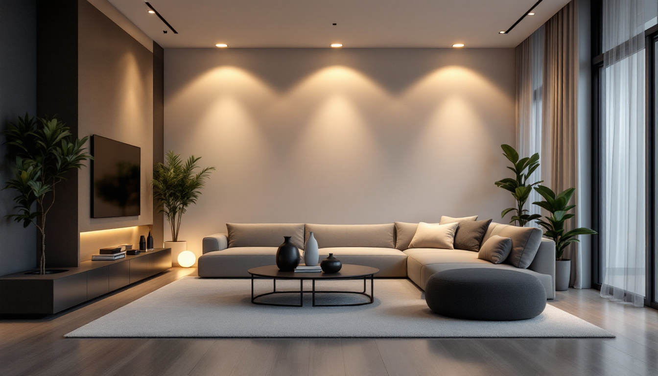 A photograph of a well-lit room showcasing recessed can light inserts in various settings