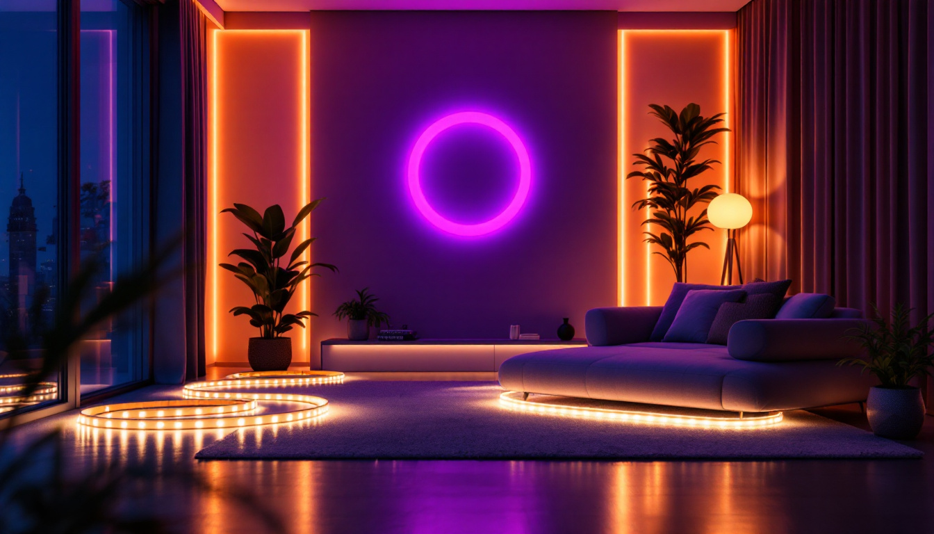 A photograph of a beautifully arranged led strip light installation in a modern setting