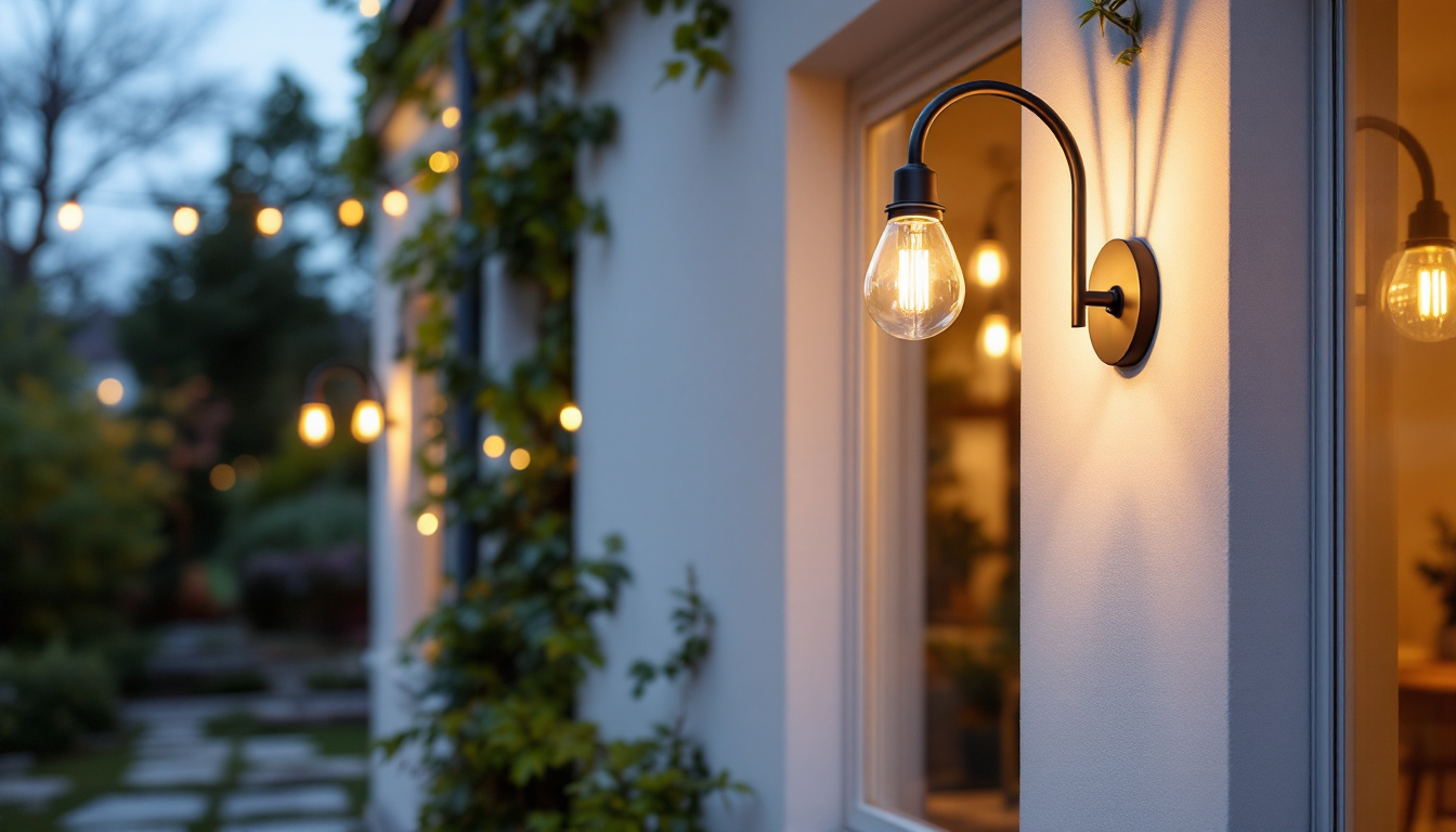 A photograph of a stylish gooseneck exterior light fixture elegantly illuminating a charming outdoor space