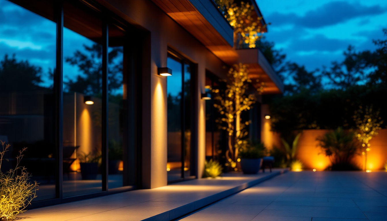 A photograph of a beautifully illuminated outdoor space at dusk