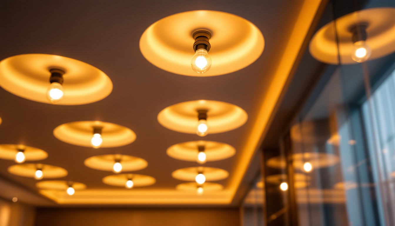 A photograph of a beautifully designed room featuring various recessed lighting fixtures with led bulbs