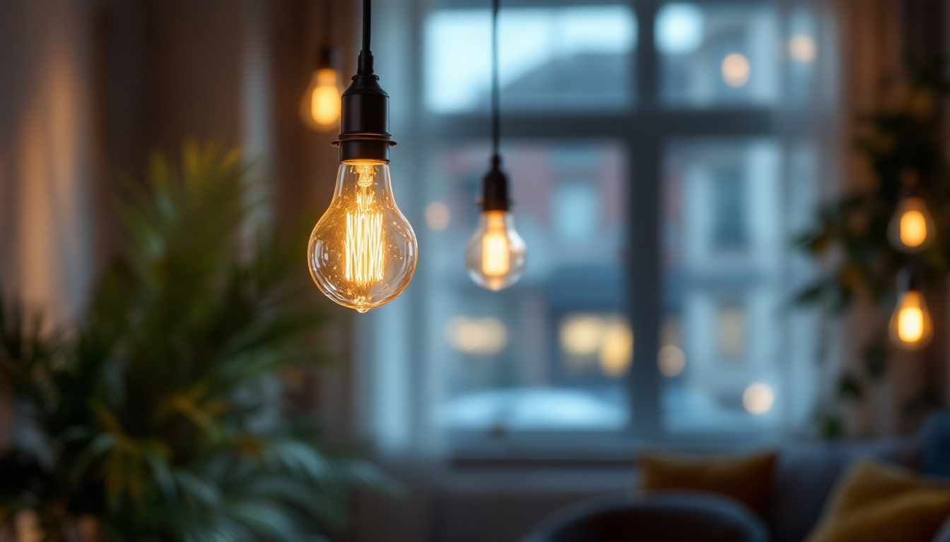 A photograph of a stylish pendant light fixture in a modern setting