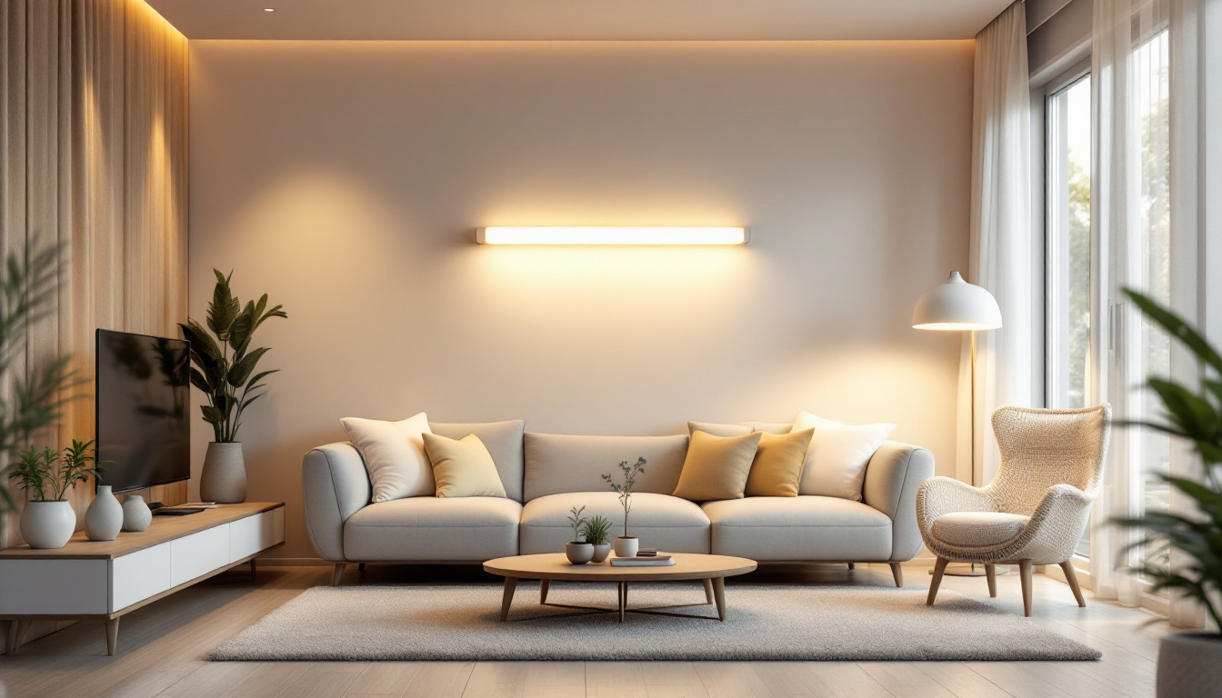 A photograph of a modern living space illuminated by t5 led bulbs