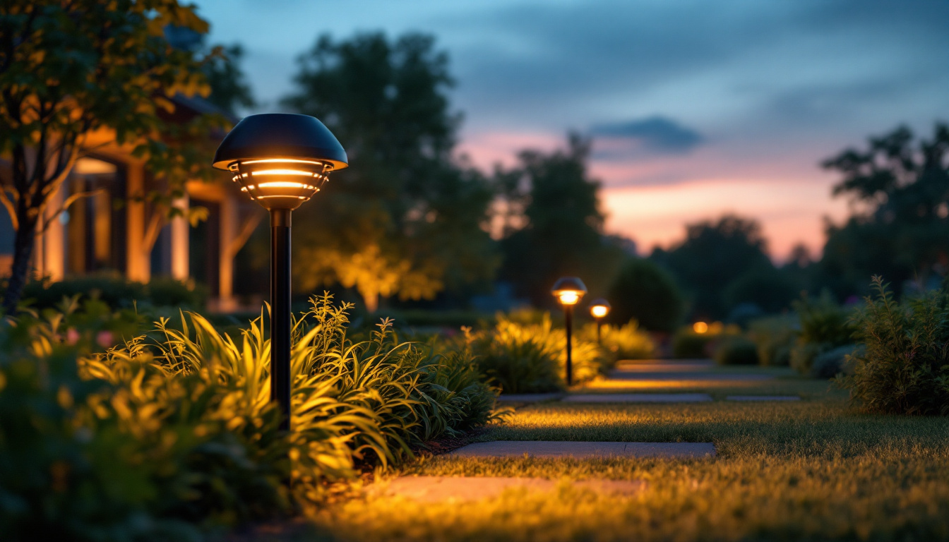 A photograph of a beautifully illuminated outdoor space at dusk