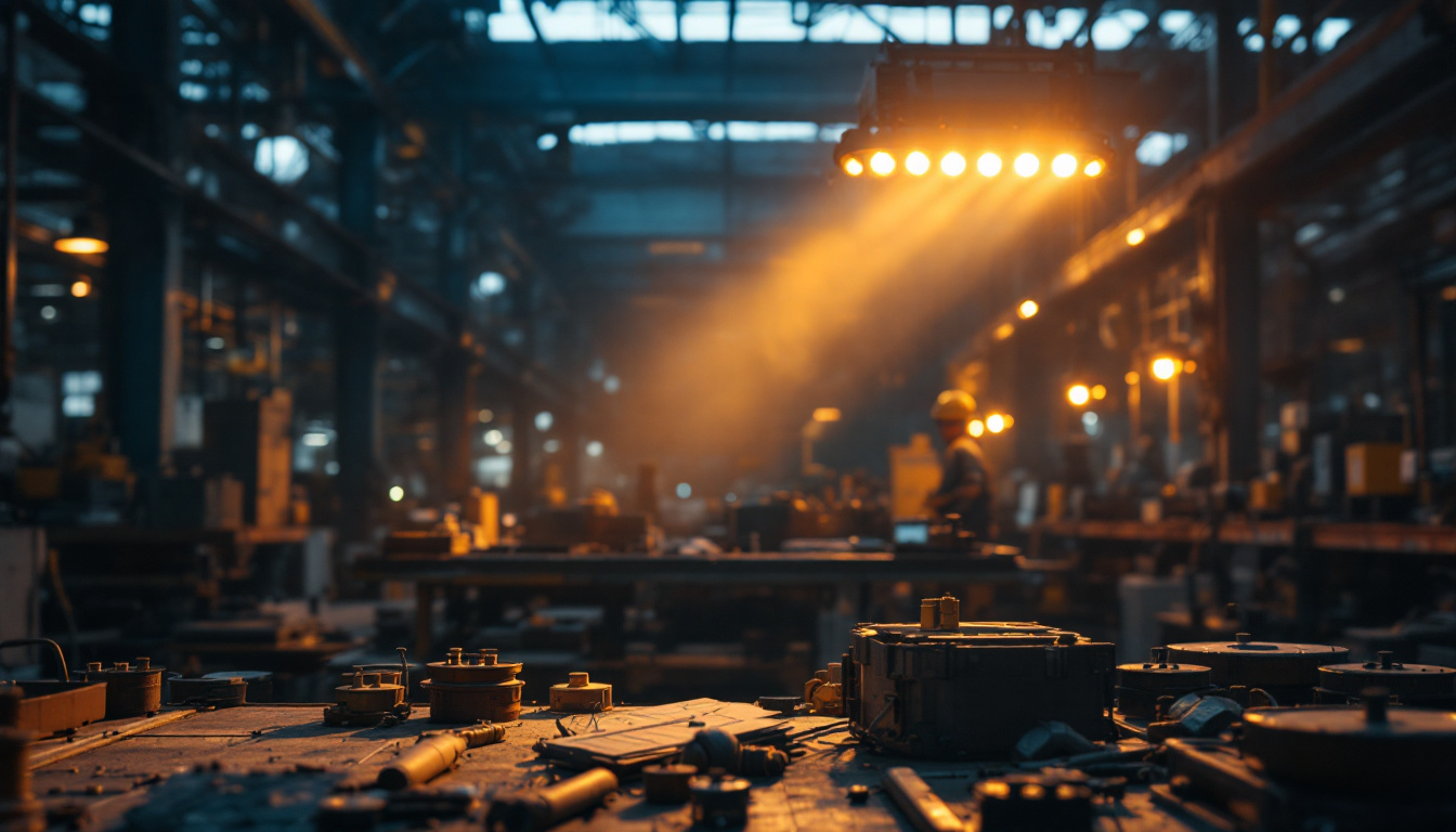 A photograph of a well-lit industrial workspace featuring explosion-proof led lights in action