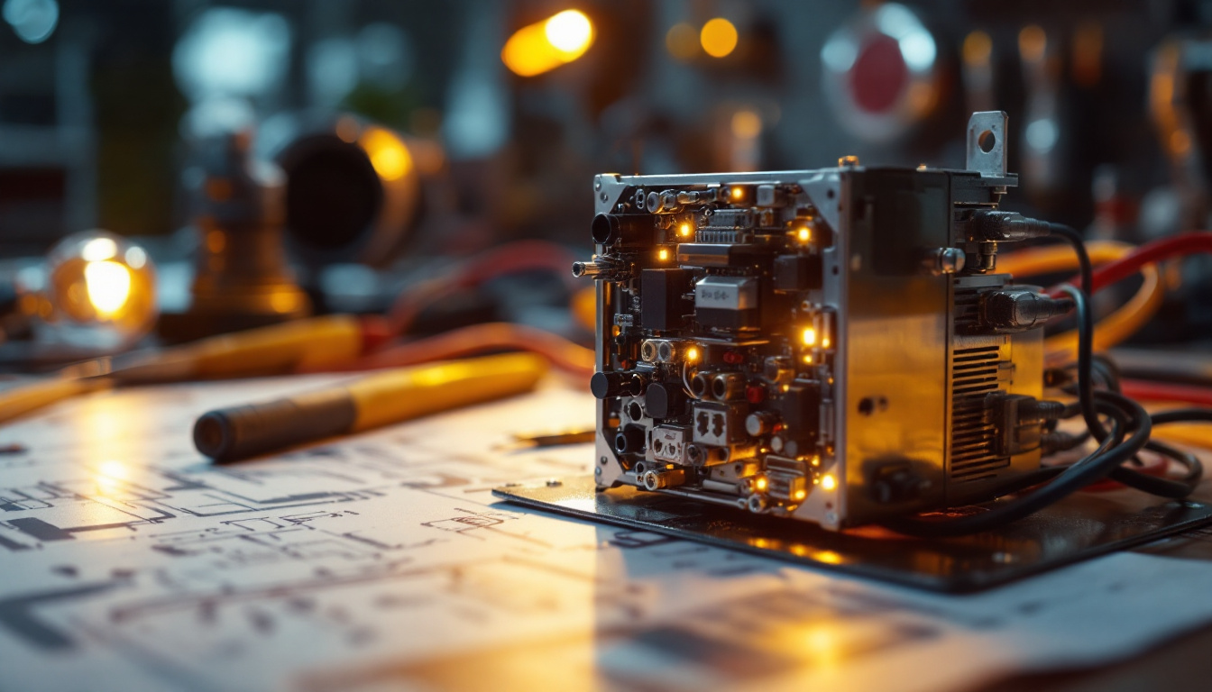 A photograph of a close-up shot of a modern led ballast in an electrical engineering setting