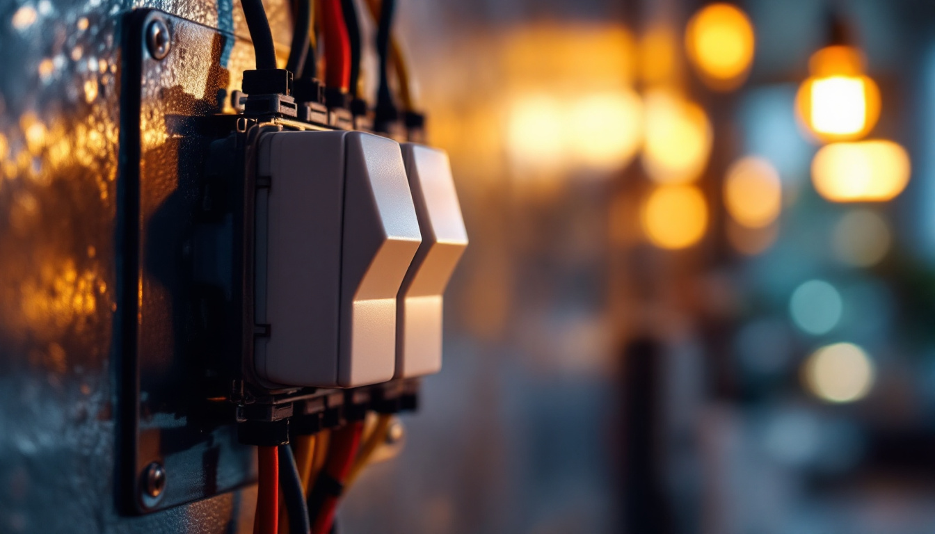 A photograph of a close-up shot of a three-way switch installation