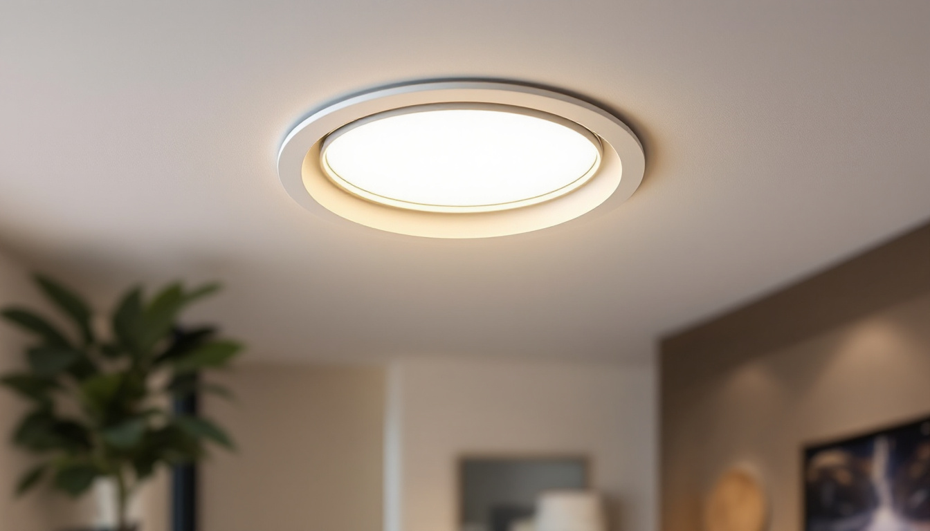A photograph of a beautifully designed 6-inch recessed can light trim installed in a modern interior setting