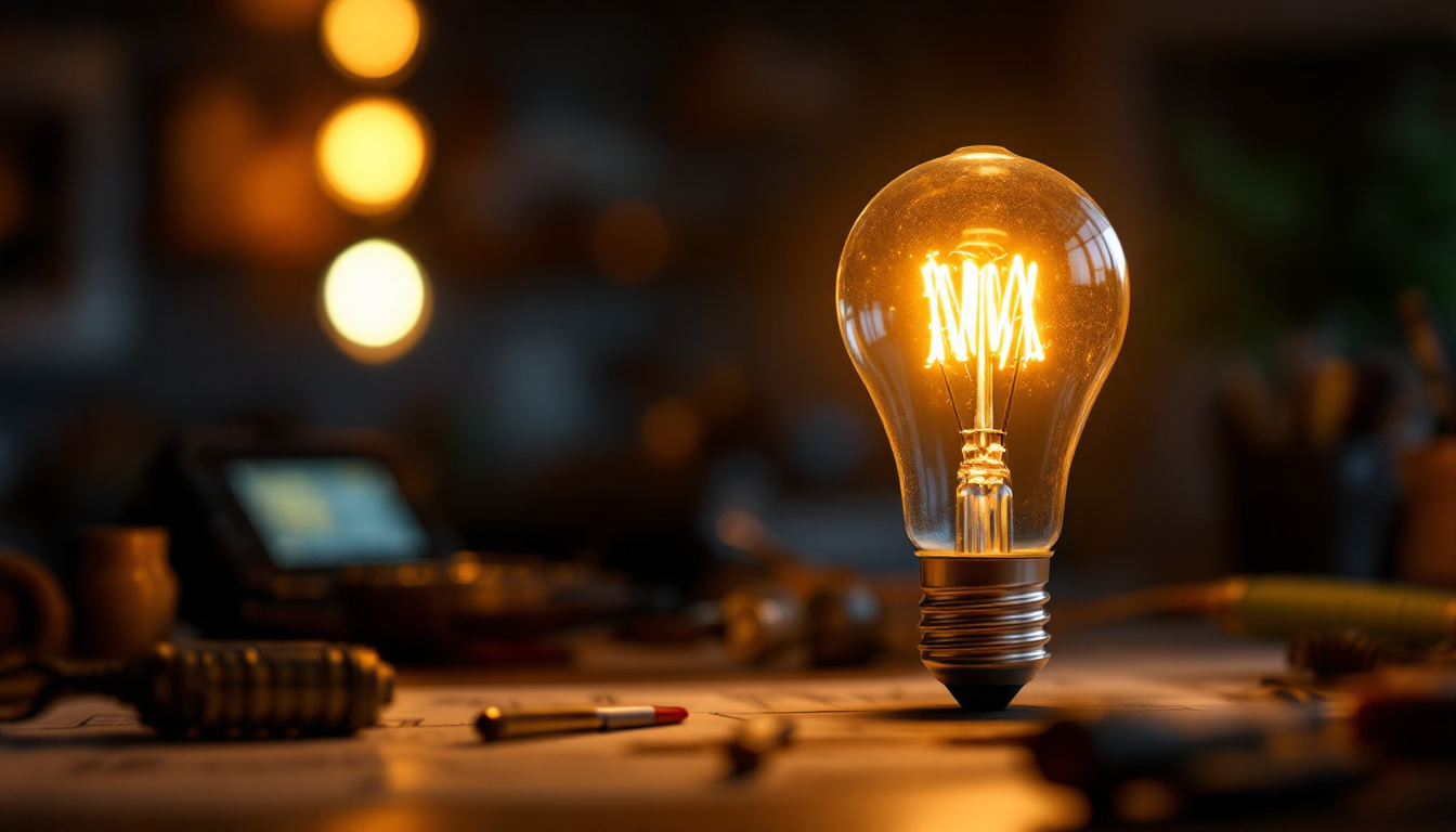 A photograph of a type b 15 watt light bulb in a cozy