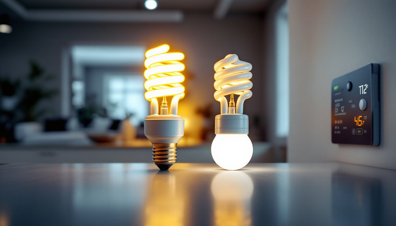 A photograph of a side-by-side comparison of t8 and t12 fluorescent bulbs