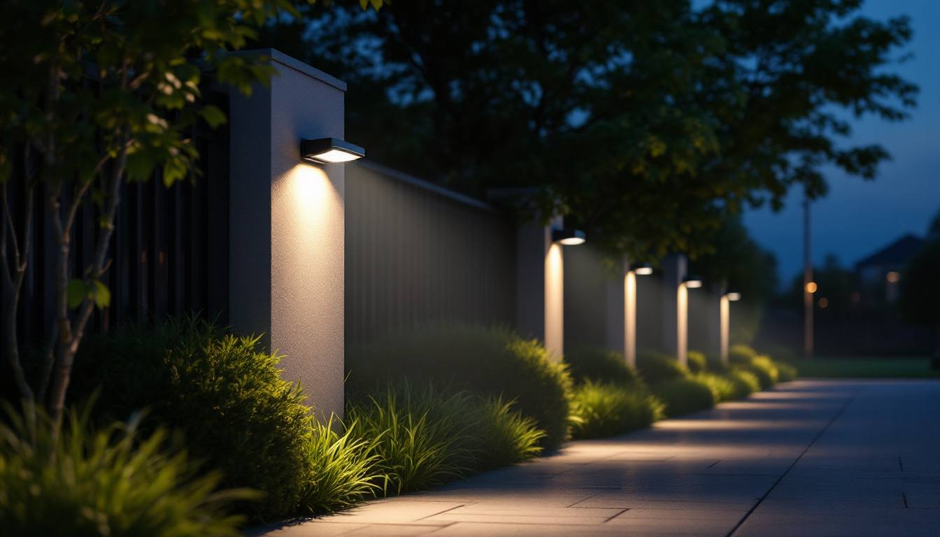 A photograph of a beautifully illuminated outdoor space featuring electric motion sensing flood light fixtures in action