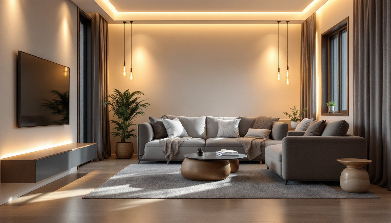 A photograph of a well-designed room featuring incandescent recessed lighting