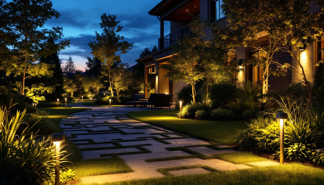 A photograph of a beautifully illuminated outdoor space at dusk