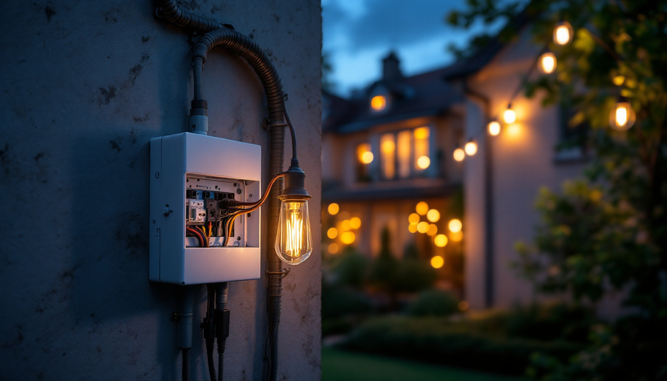 A photograph of a well-installed outdoor electrical box for lighting