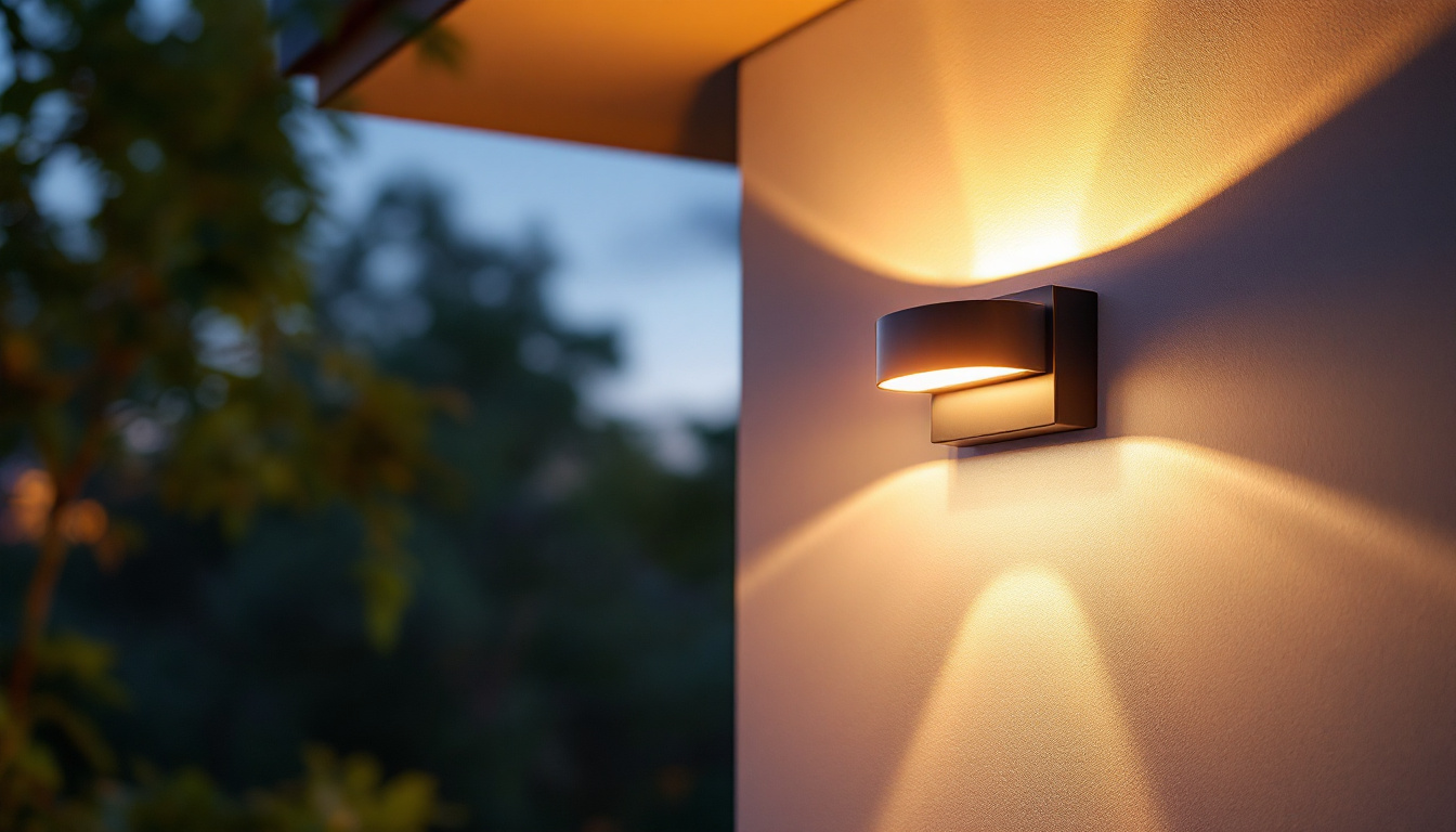 A photograph of a stylish outdoor light wall mount installed on a home exterior