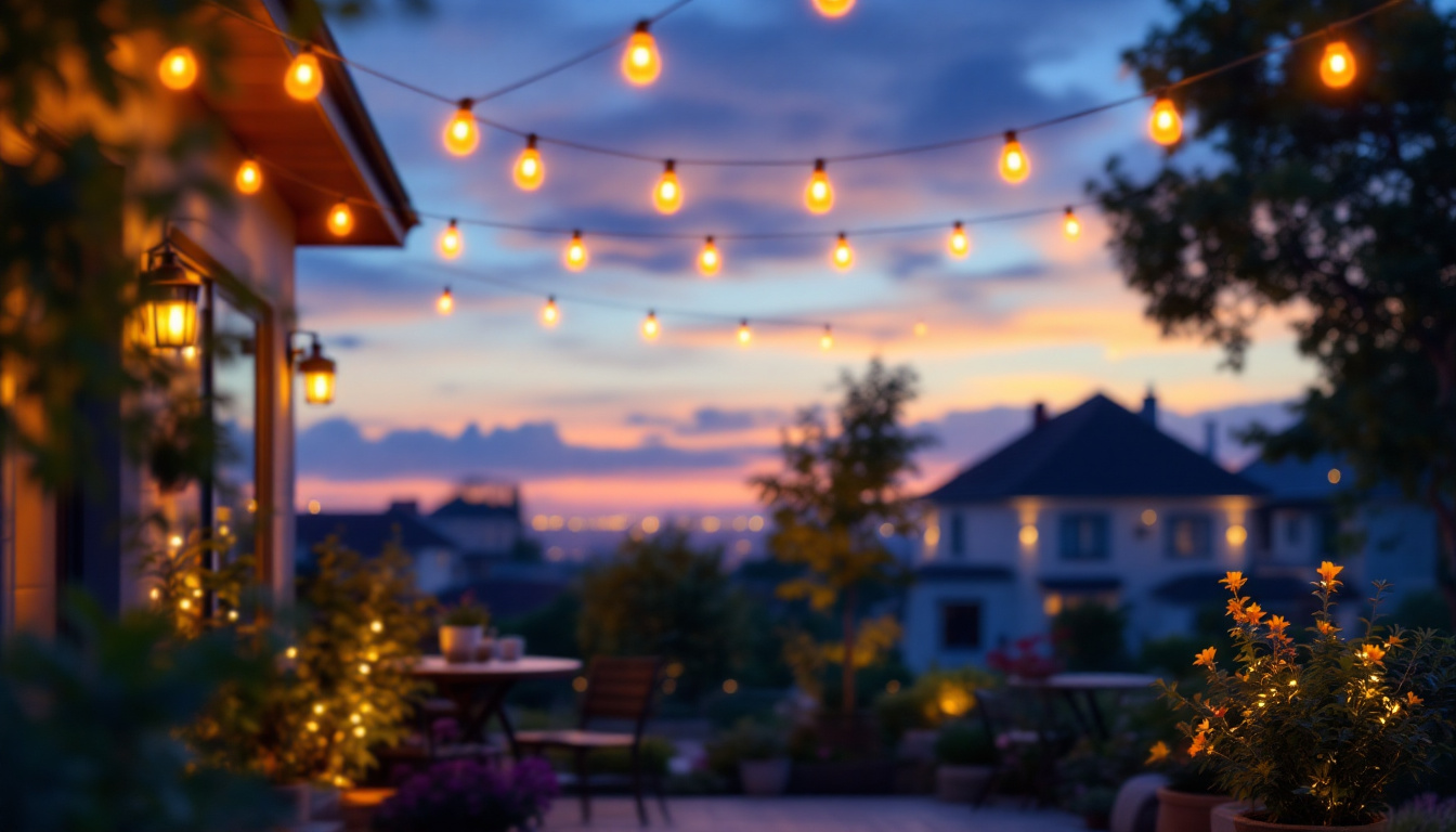 A photograph of a vibrant outdoor setting illuminated by solar led light strips