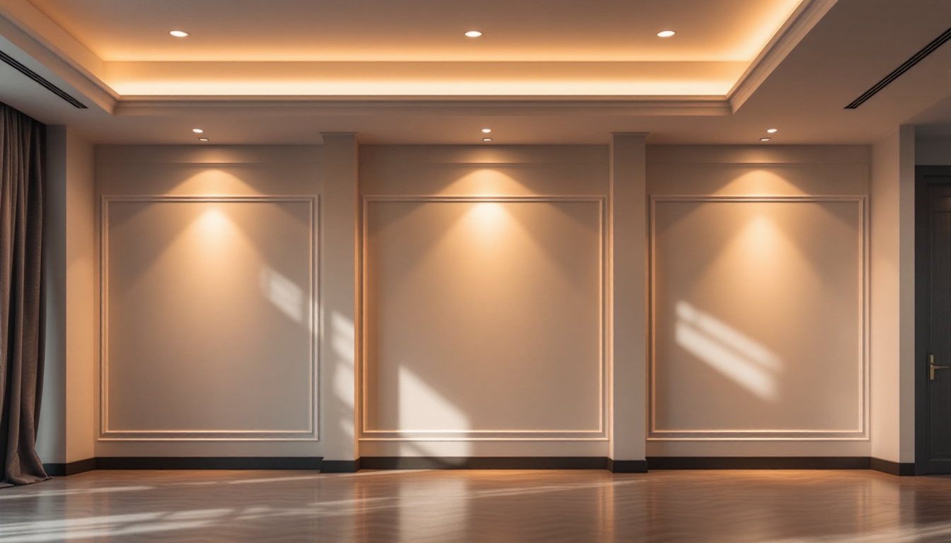 A photograph of a beautifully designed room featuring decorative recessed lighting
