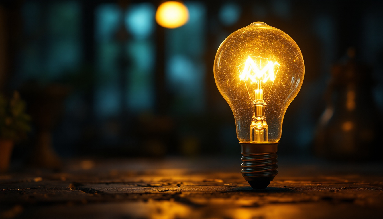 A photograph of a self-ballasted mercury vapor bulb illuminated in a dynamic lighting environment