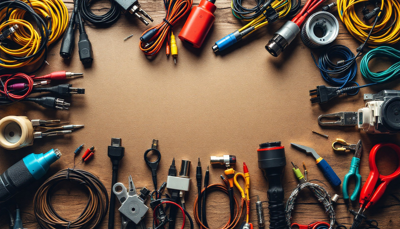 A photograph of a well-organized selection of wiring supplies