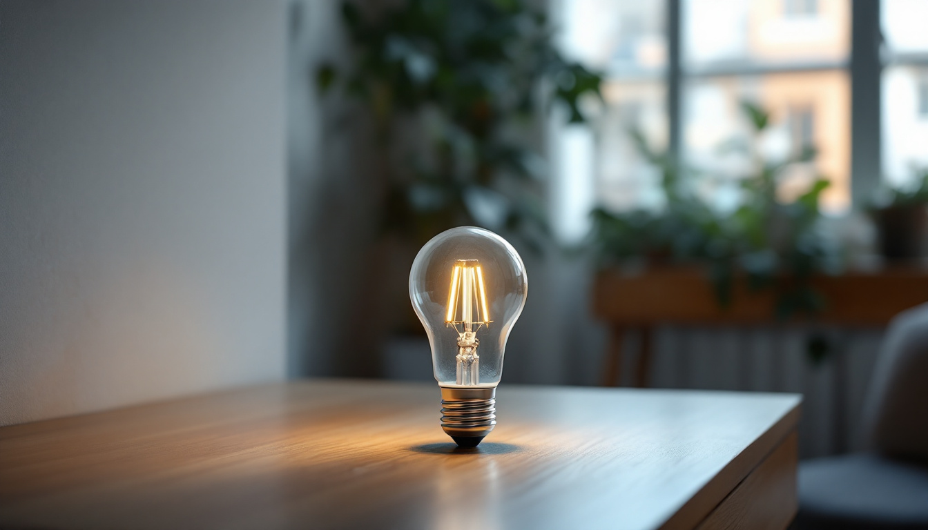 A photograph of a well-lit indoor scene showcasing a 150 watt led bulb in use