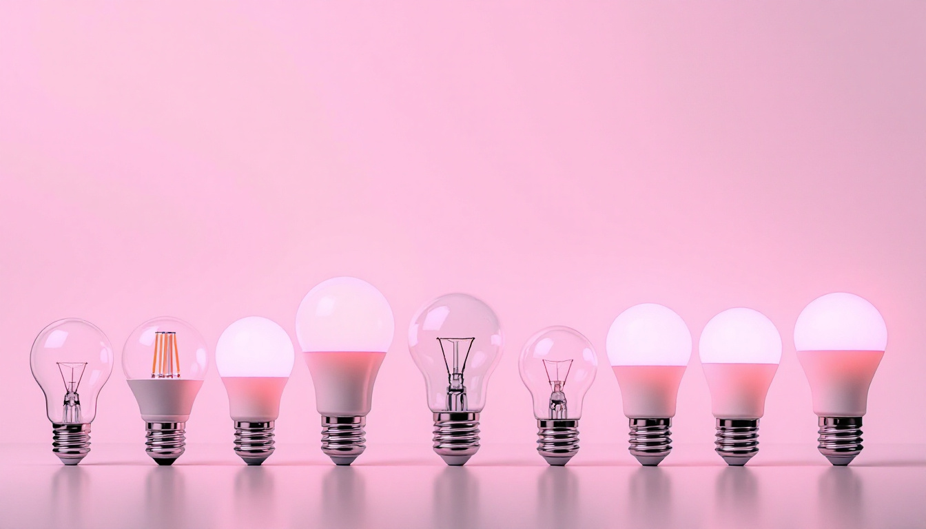 A photograph of a variety of led light bulbs in different sizes and shapes