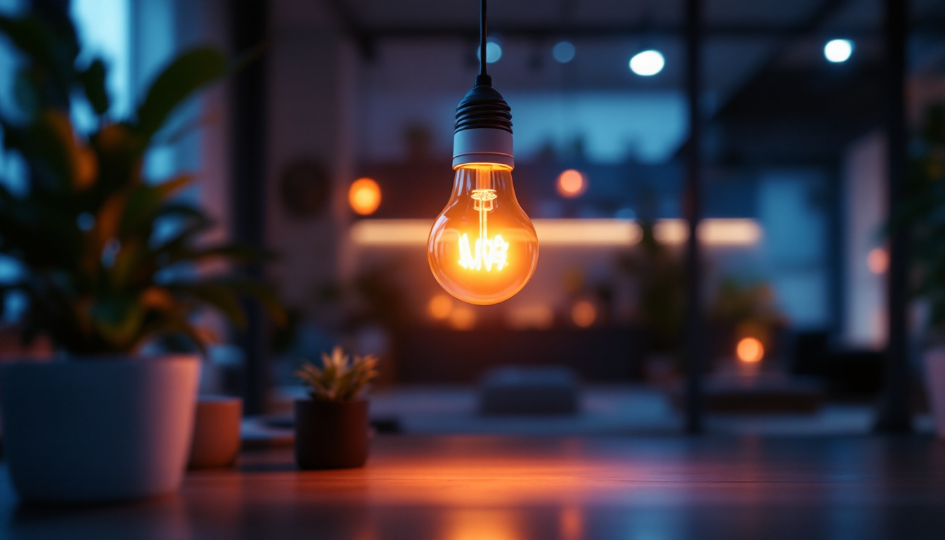 A photograph of a well-lit interior space showcasing the a-19 bulb in use