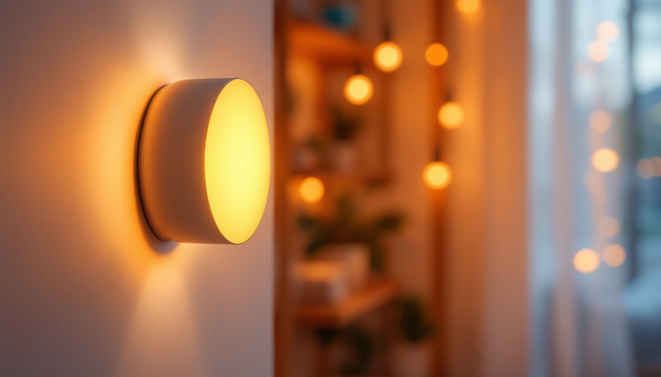 A photograph of a close-up shot of a dimmable led light in a home setting