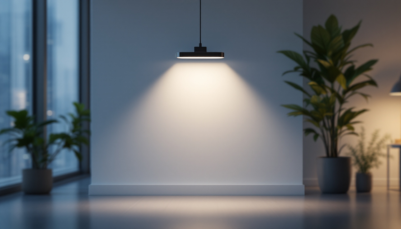 A photograph of a sleek solar-powered blacklight illuminating a modern