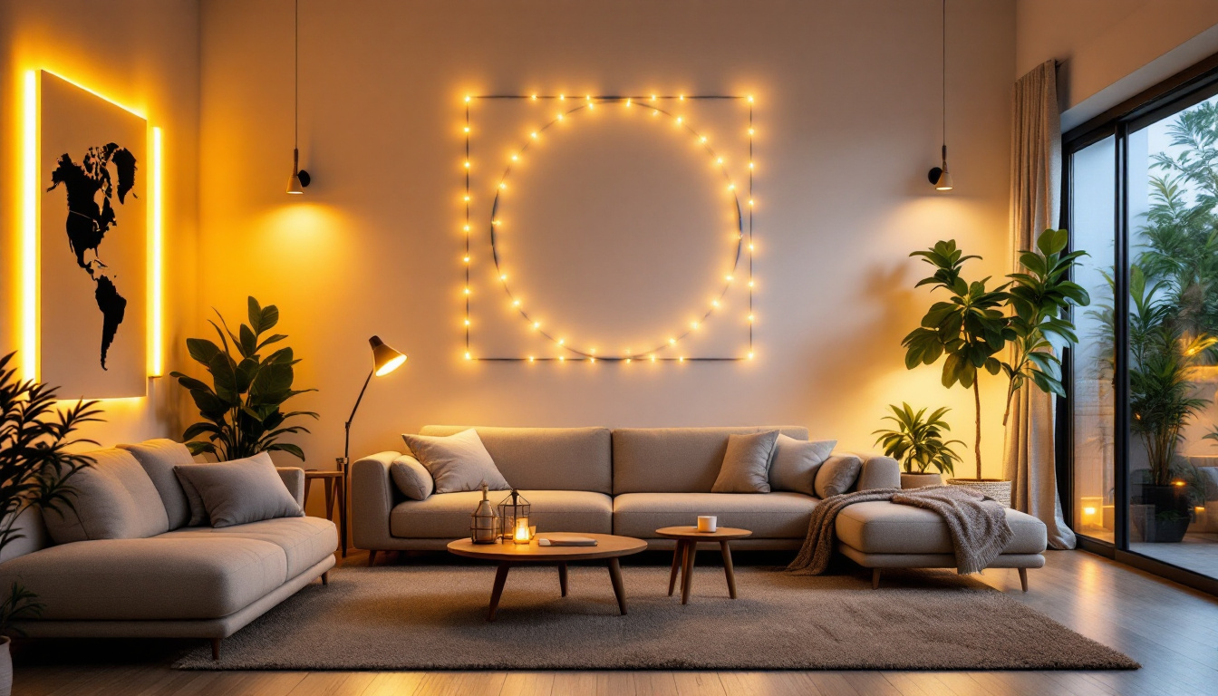 A photograph of a well-lit interior space showcasing various styles of cheap strip lights
