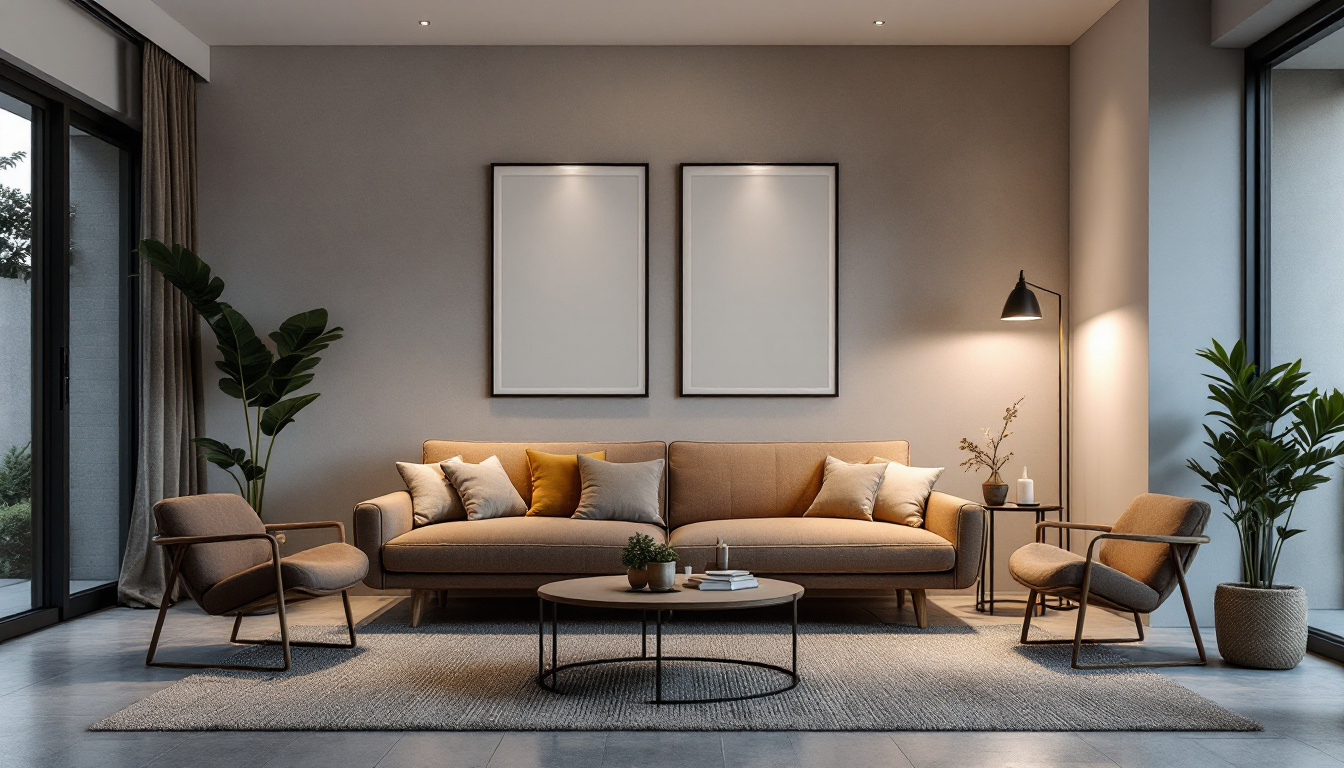 A photograph of a stylishly designed room featuring plug-in recessed lighting