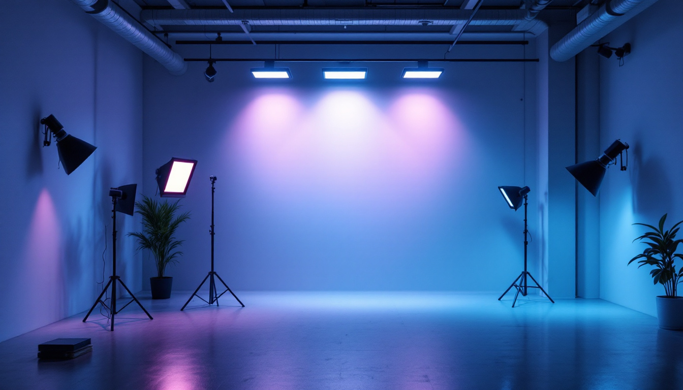A photograph of a well-lit indoor space showcasing various led lighting setups