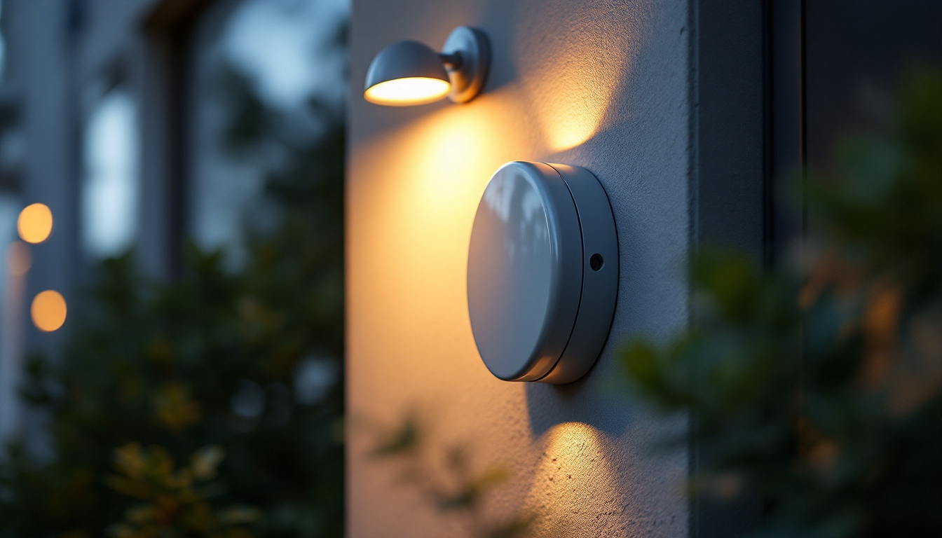 A photograph of a round exterior electrical box installed on a building facade