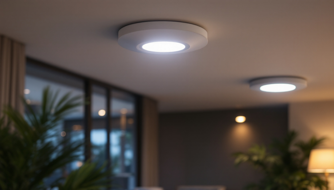 A photograph of a beautifully lit indoor space featuring waterproof recessed lights installed in a ceiling