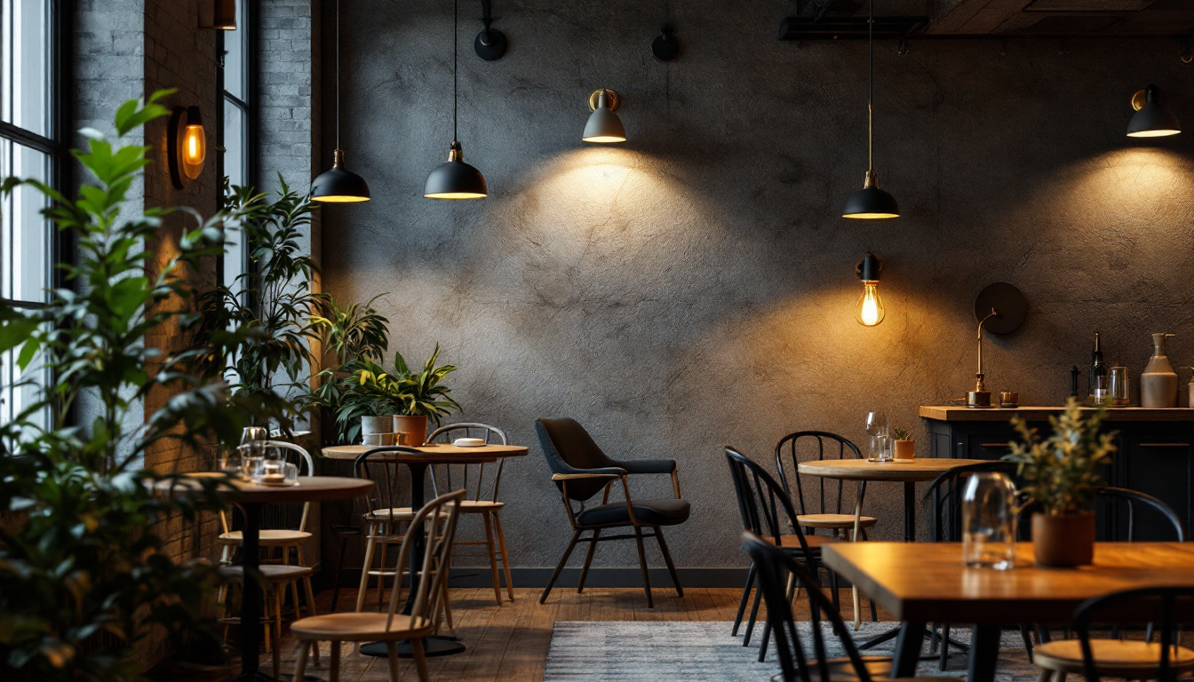 A photograph of a stylish indoor space featuring various wall-mounted lights in use