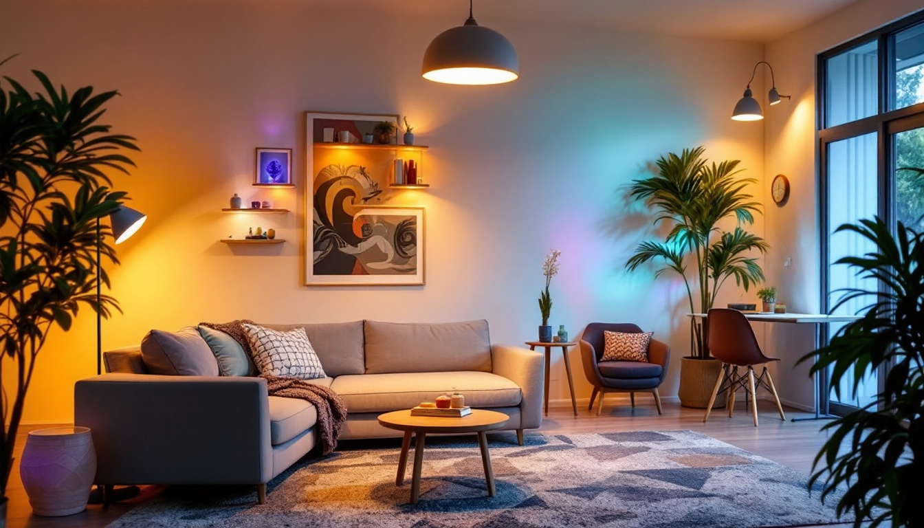A photograph of a beautifully arranged scene showcasing various spectra led light fixtures in use