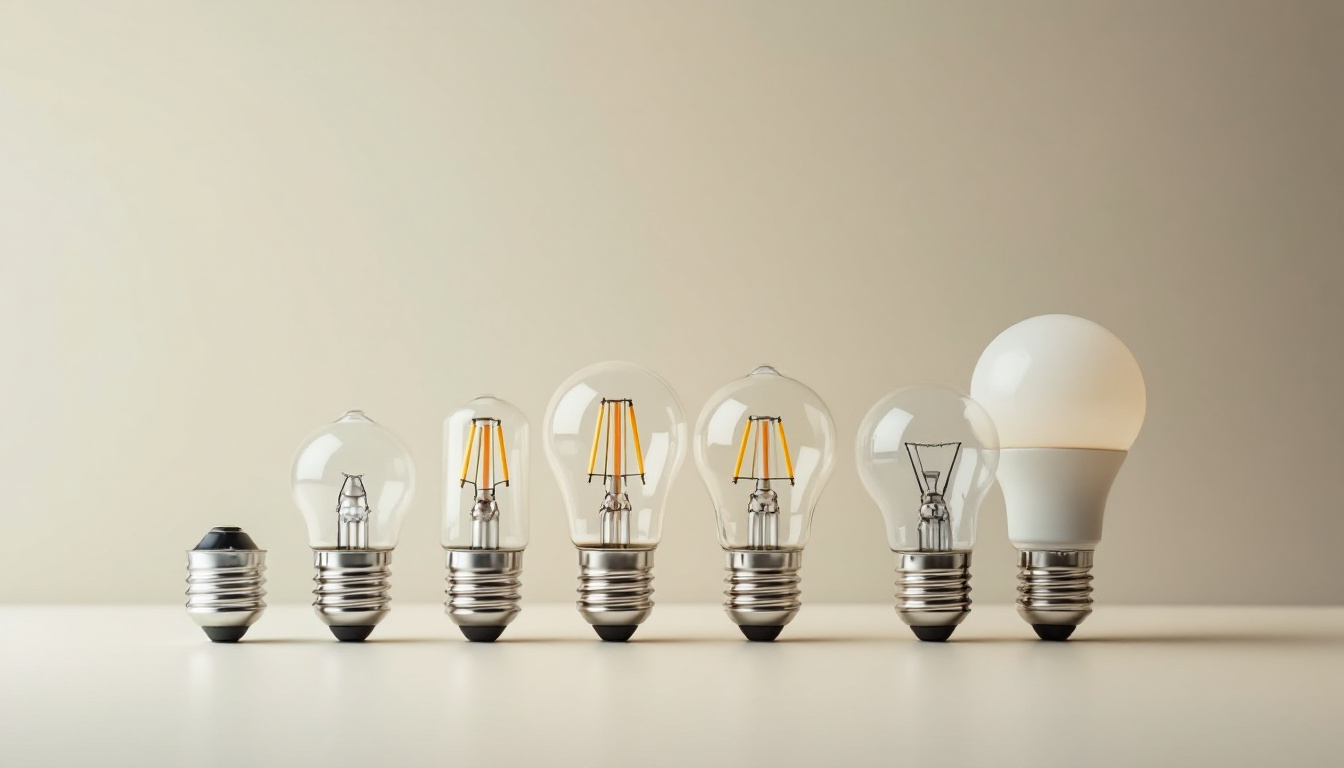 A photograph of a variety of light bulb bases displayed side by side on a clean