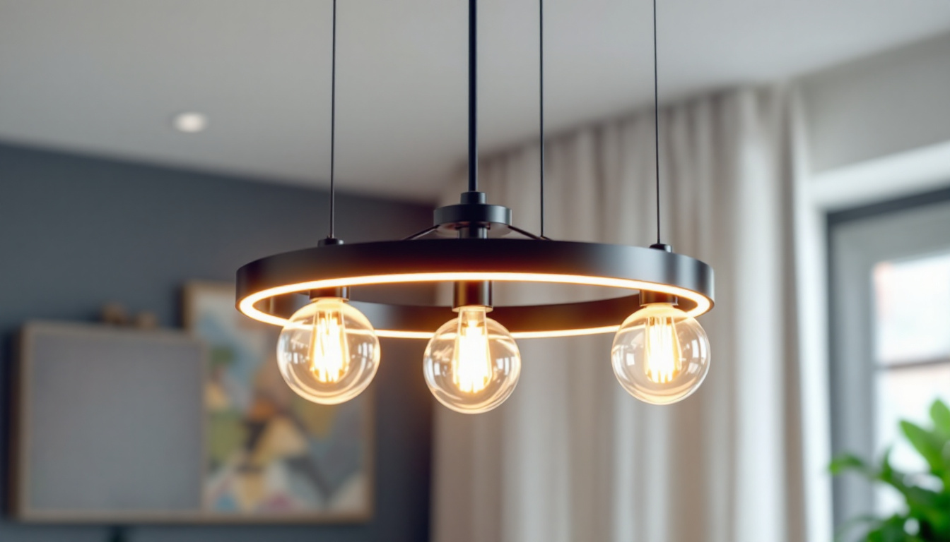 A photograph of a modern chandelier bracket elegantly showcasing innovative lighting technology