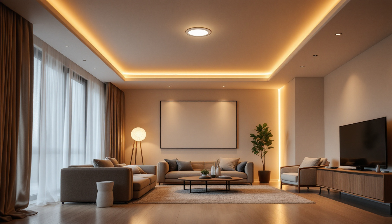 A photograph of a beautifully designed room featuring a 4-inch recessed light installed in the ceiling