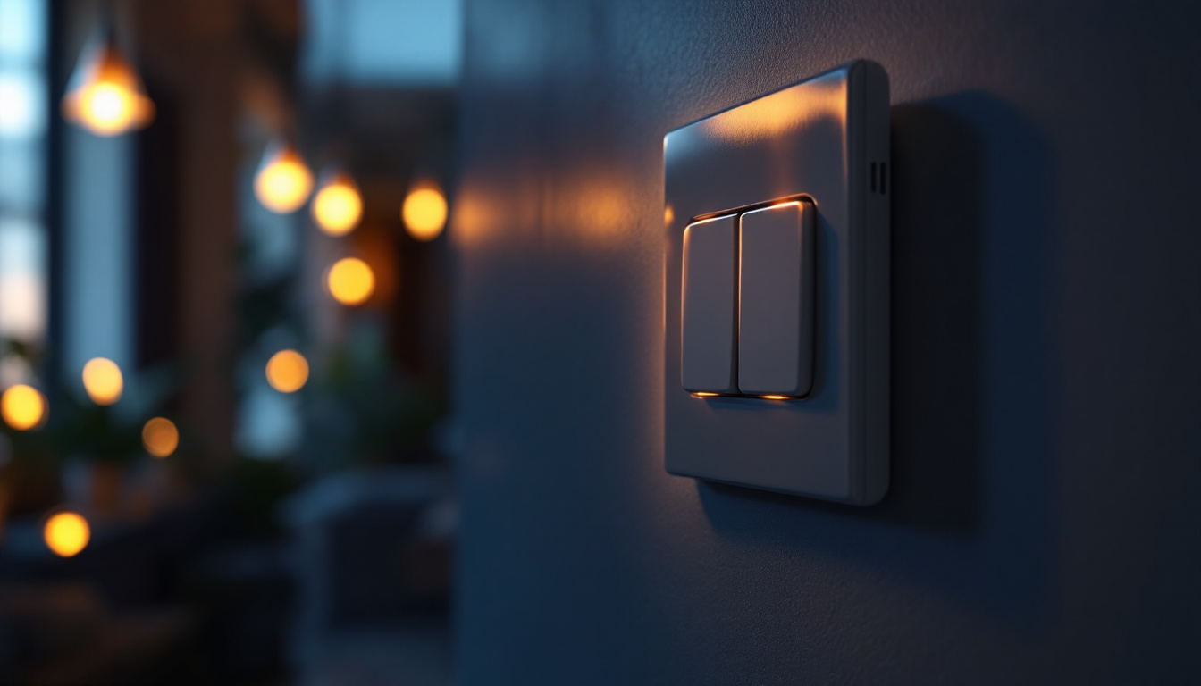 A photograph of a well-lit interior space showcasing a 3-way double switch in action