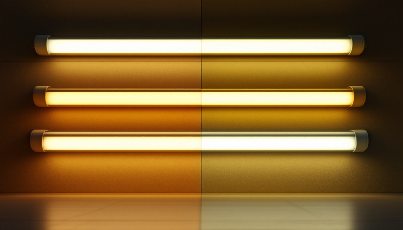 A photograph of capture a photograph of a side-by-side comparison of led tube lights and traditional lighting options in a well-lit setting