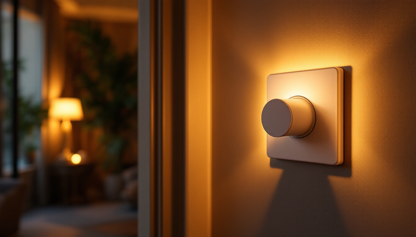 A photograph of a stylish light switch dimmer in an elegantly designed room