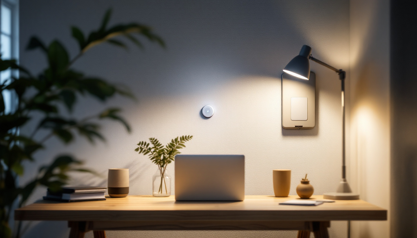 A photograph of a modern lighting setup showcasing both occupancy and vacancy sensors in action