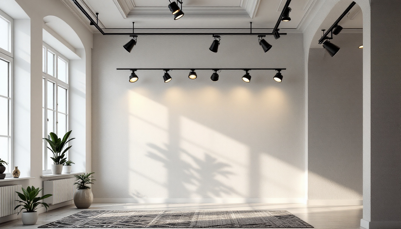 A photograph of a well-lit interior space showcasing various lighting fixtures