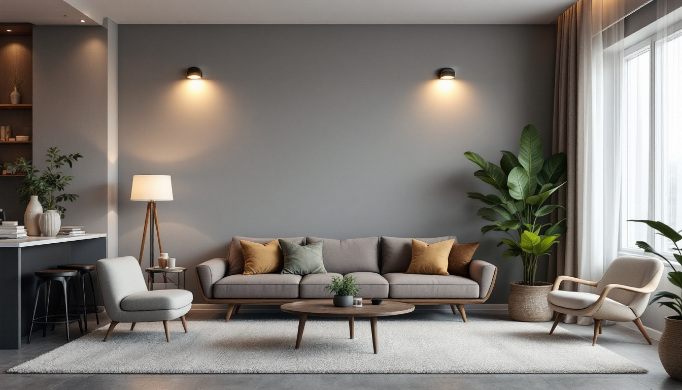 A photograph of a beautifully styled interior space featuring a variety of flush mount lights in different designs