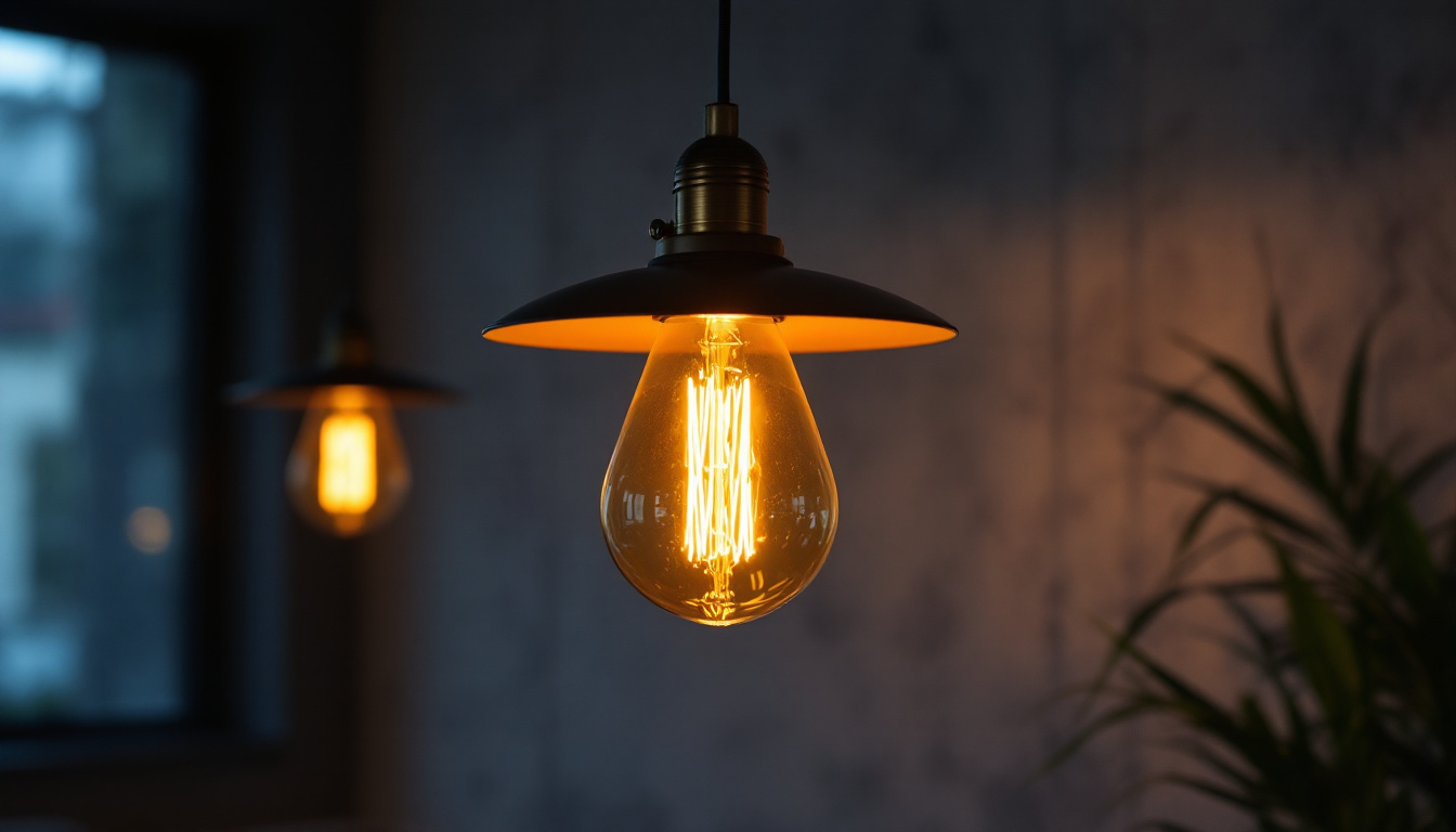 A photograph of a stylish indoor pendant light hanging in a modern setting
