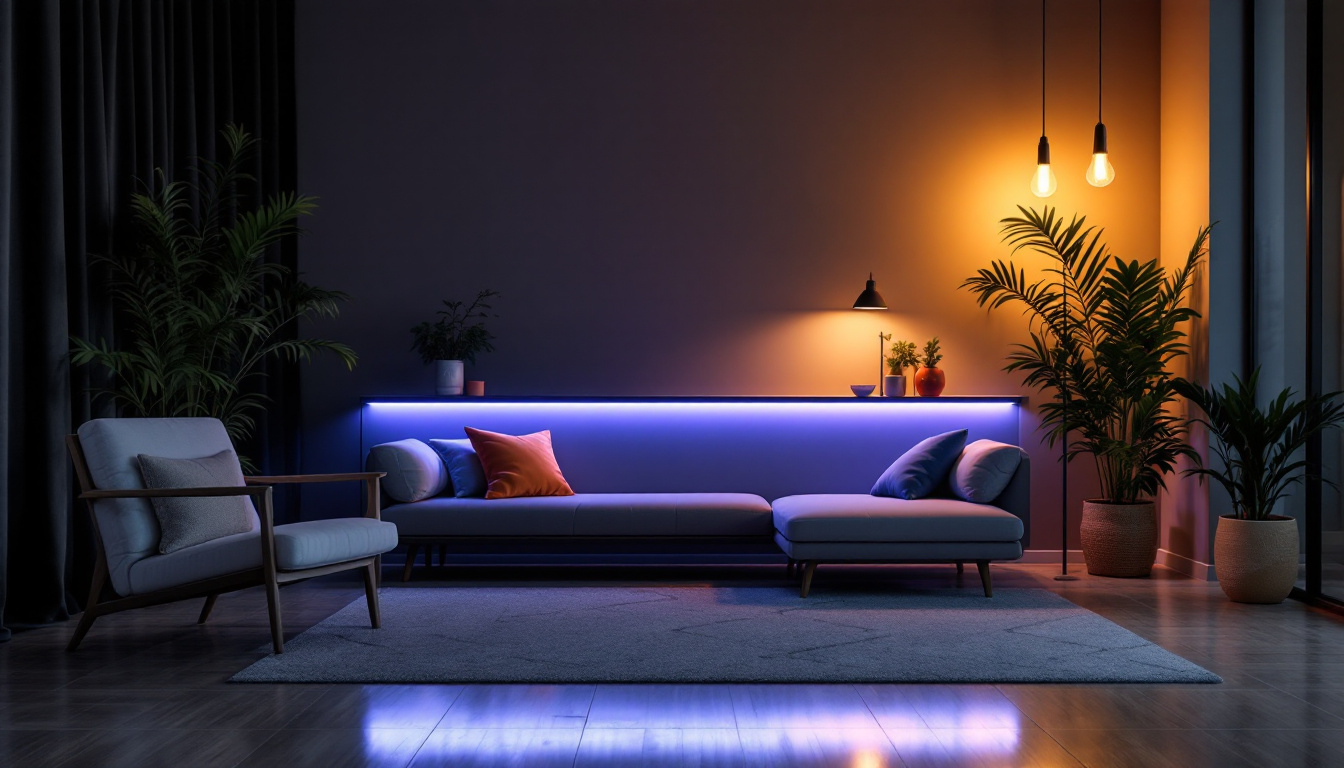 A photograph of a beautifully arranged scene featuring small led strips creatively integrated into a stylish interior space