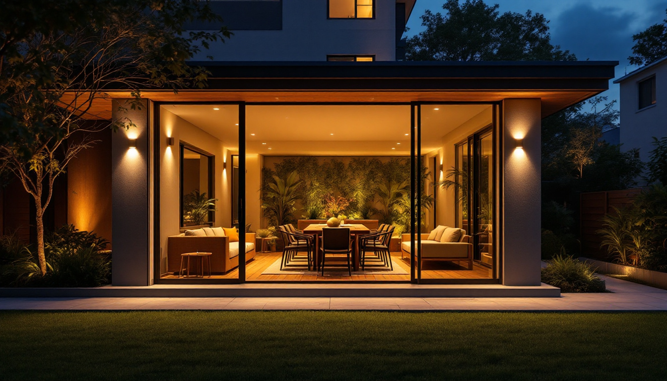 A photograph of a well-lit outdoor space featuring dimmable led flood lights in action